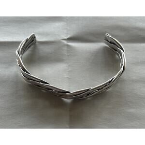 Vintage Taxco Mexico Sterling Silver Woven Braid Adjustable Cuff Bracelet 30g